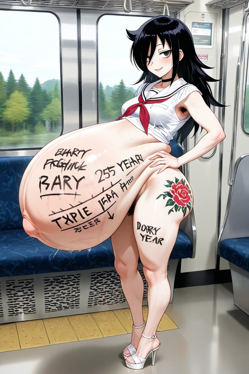 Wolfcut Hair, Mass Hyper Pregnancy, Solo Hentai AI Porn
