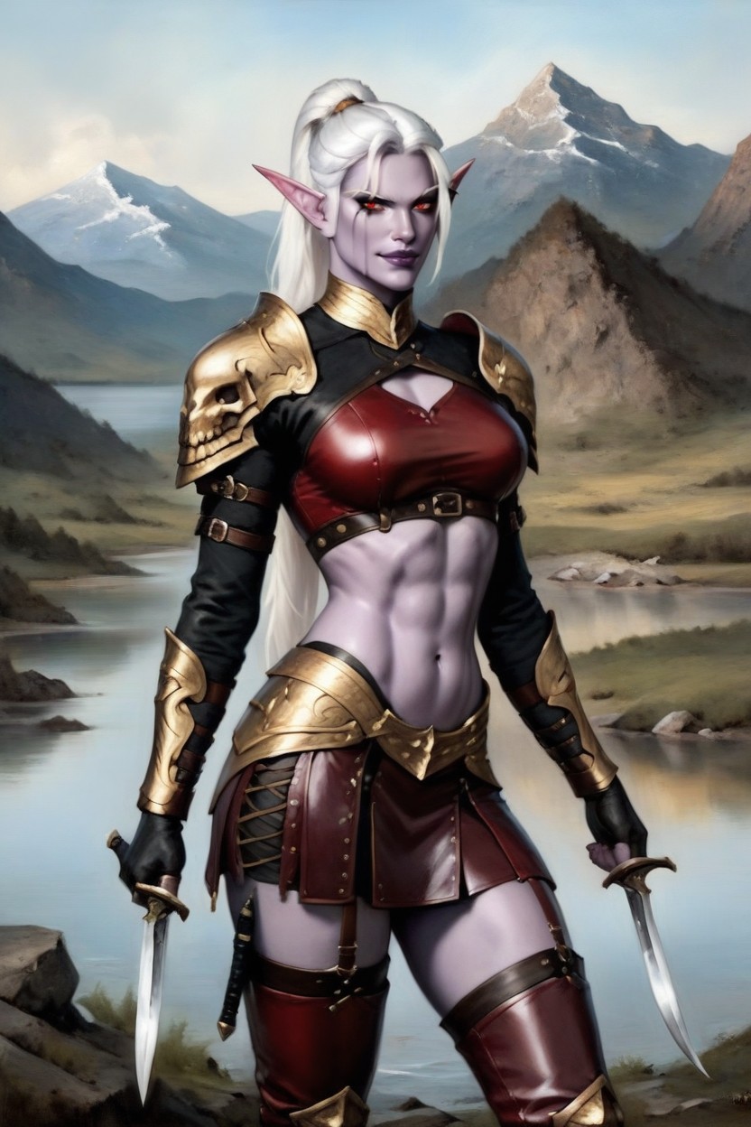 Purple Skin, Wilderness, Golden Metal AI Porn