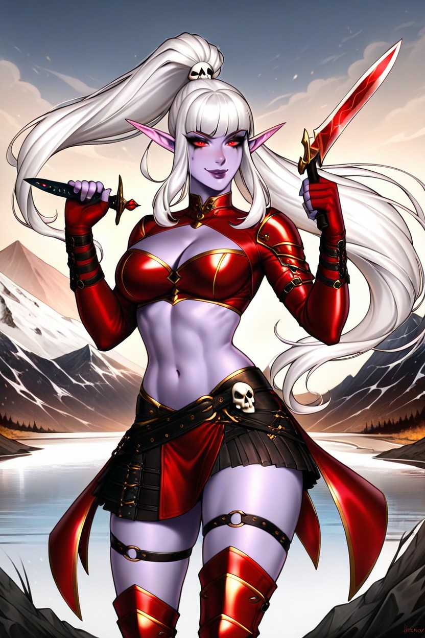 Red Eyes, Fingerless Gloves, Perfect Body AI Porn