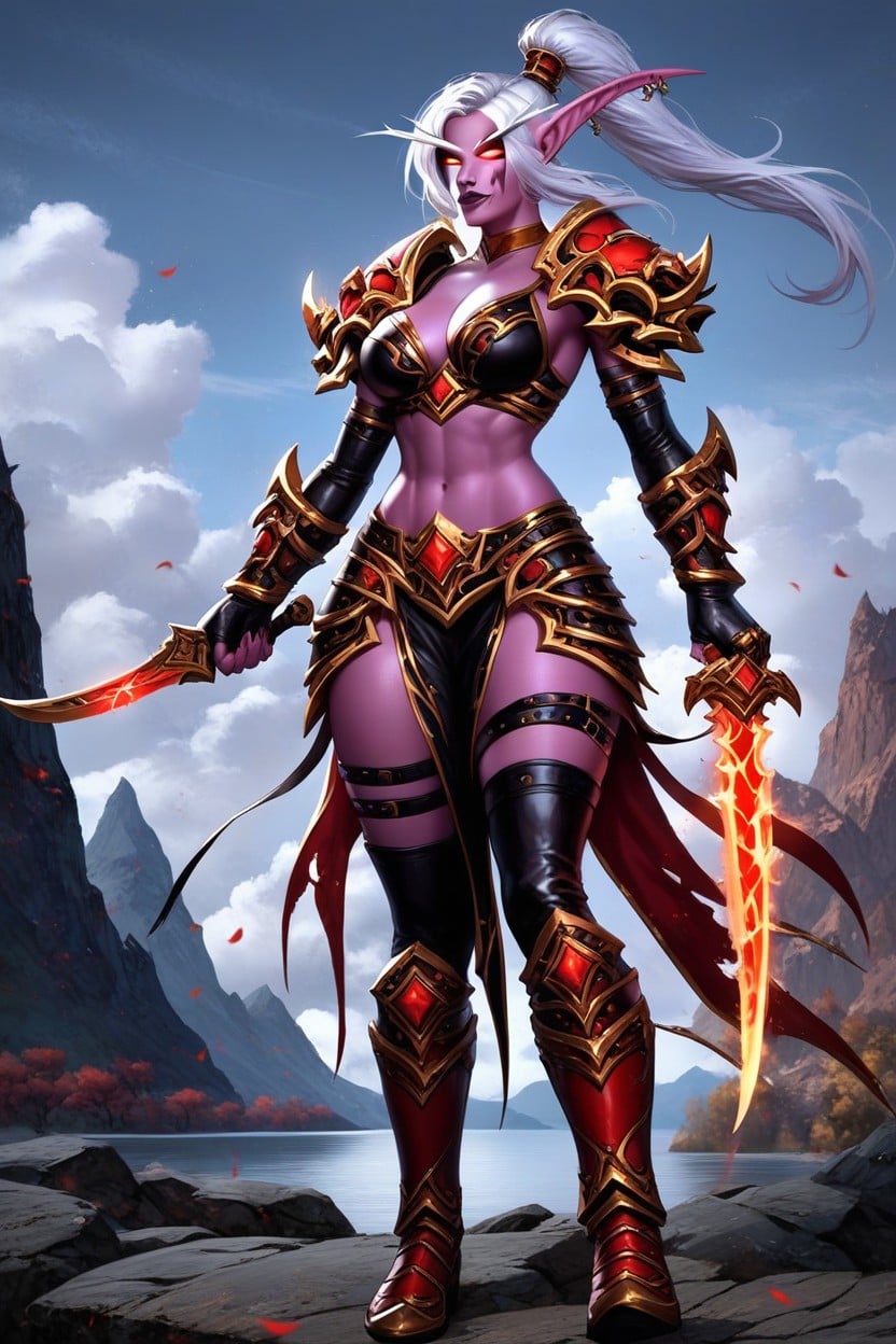 Black, Golden Metal, Purple Skin AI Porn