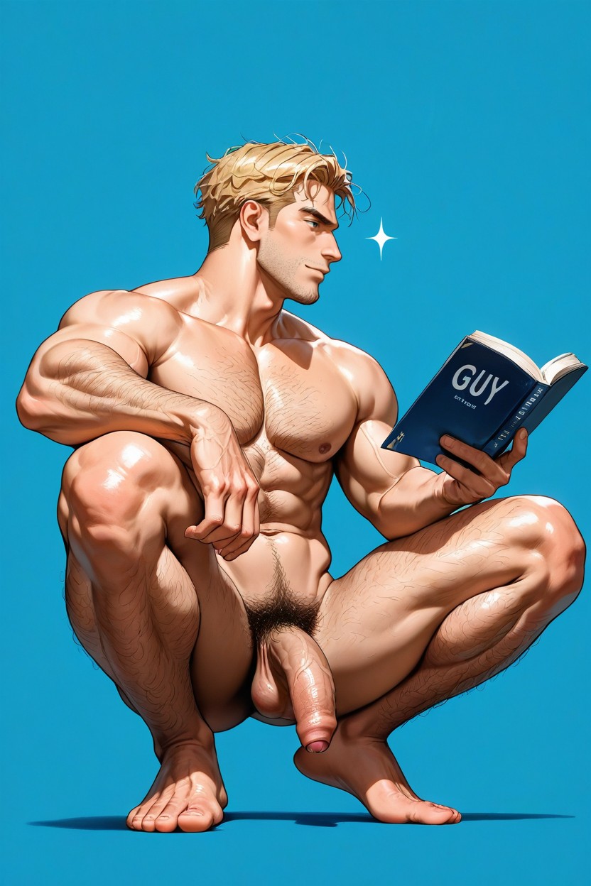 Reading A Book, Flaccid Penis, + AI Gay Porn