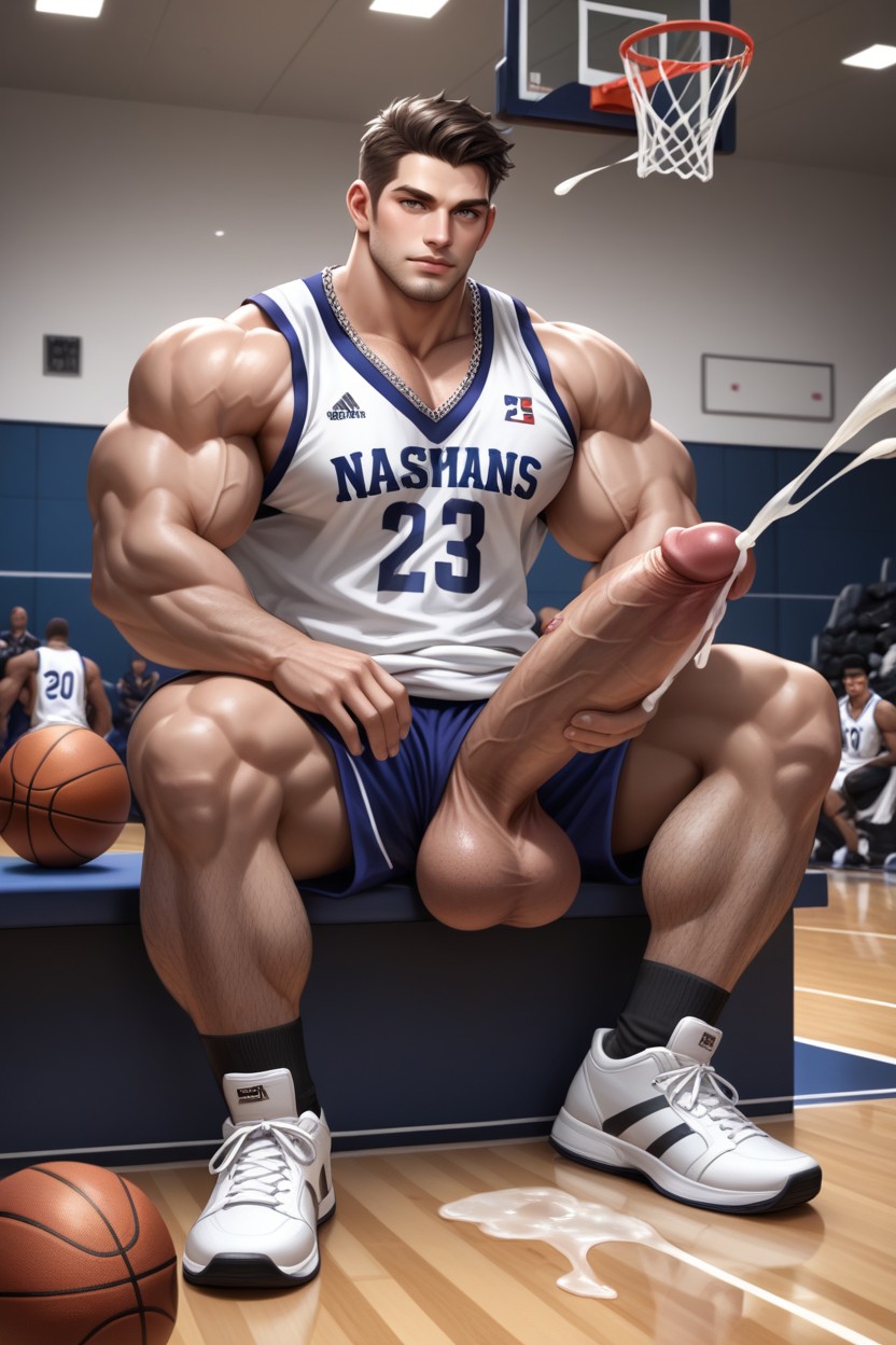 Gym, Enormous Penis, Silver Chain AI Gay Porn
