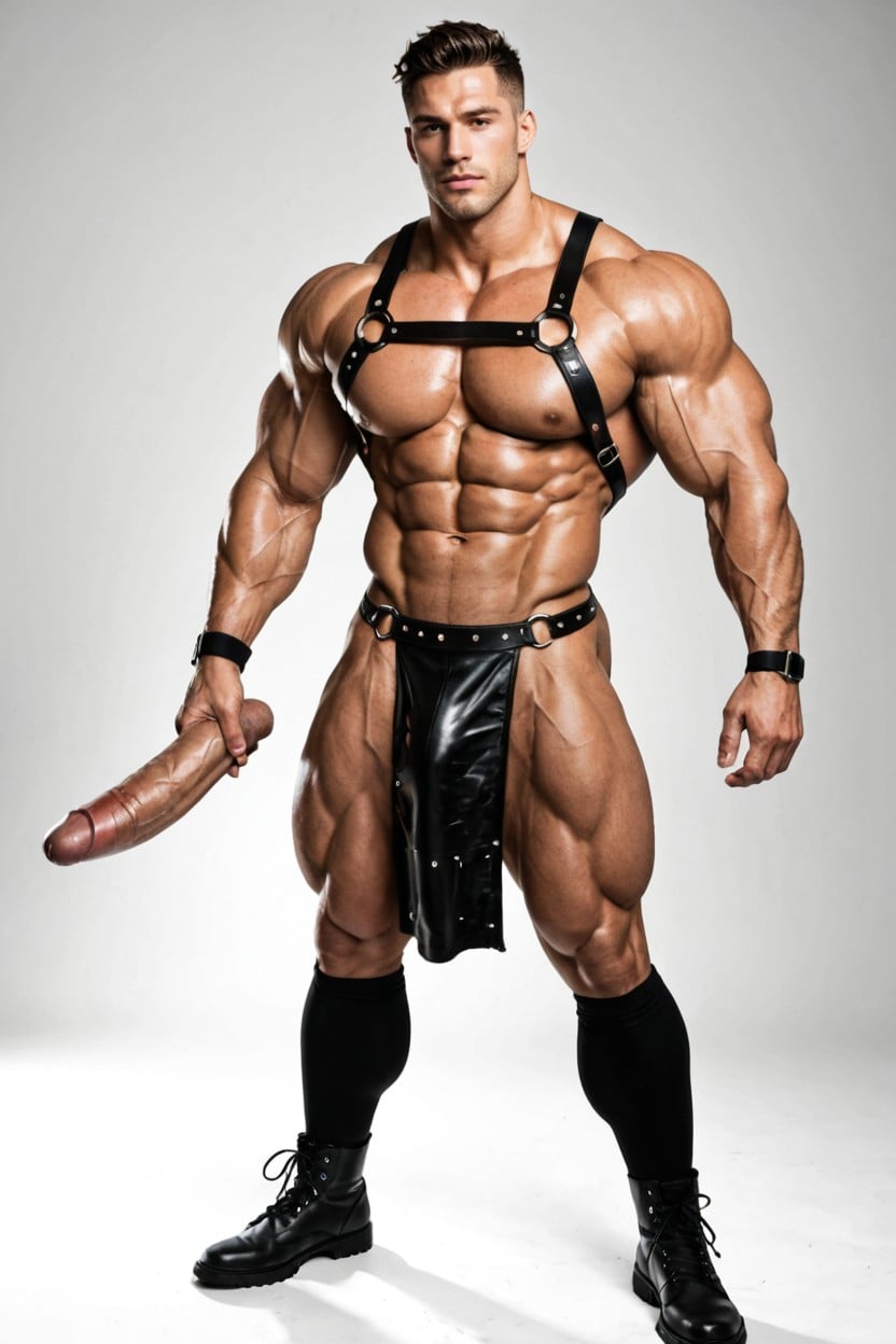 Hyper Waist, Muscular, Strong Erect Penis Exposed AI Gay Porn