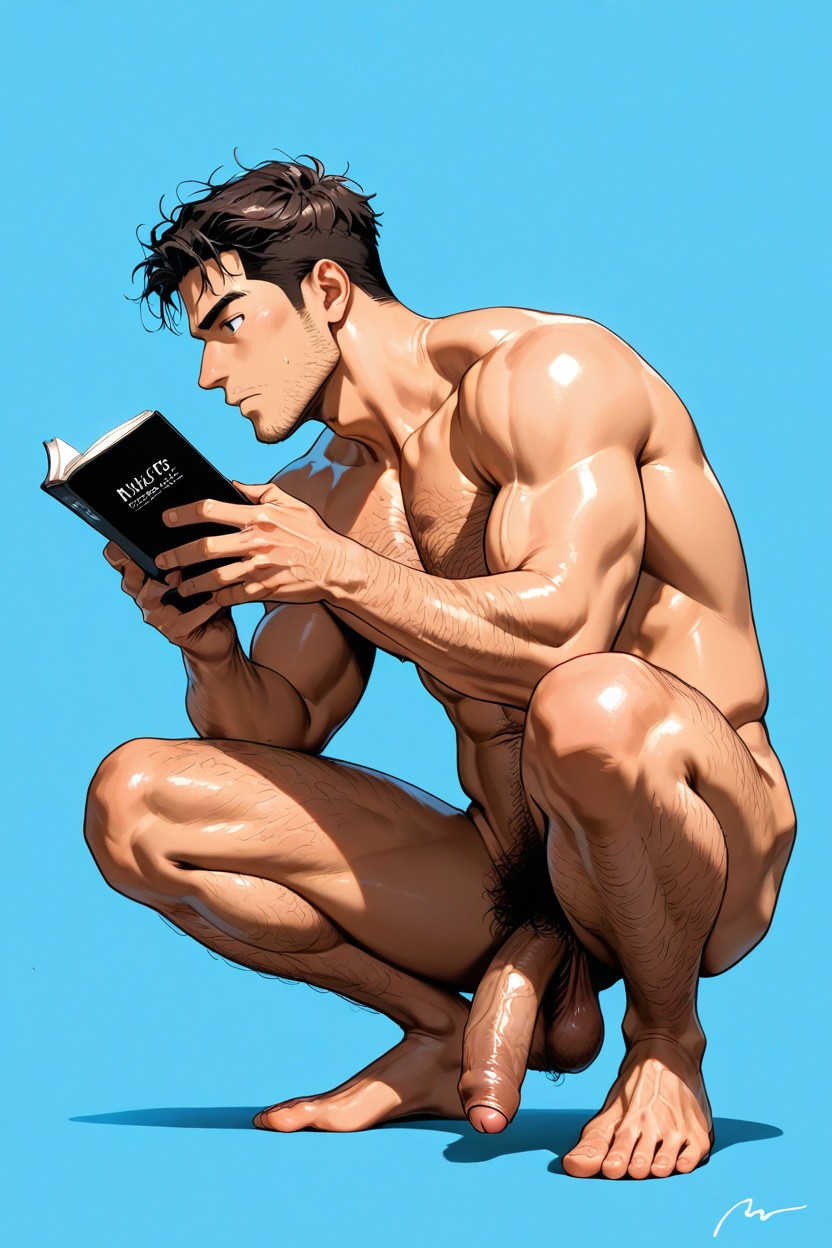 Foreskin, Detailed Face, Muscular AI Gay Porn