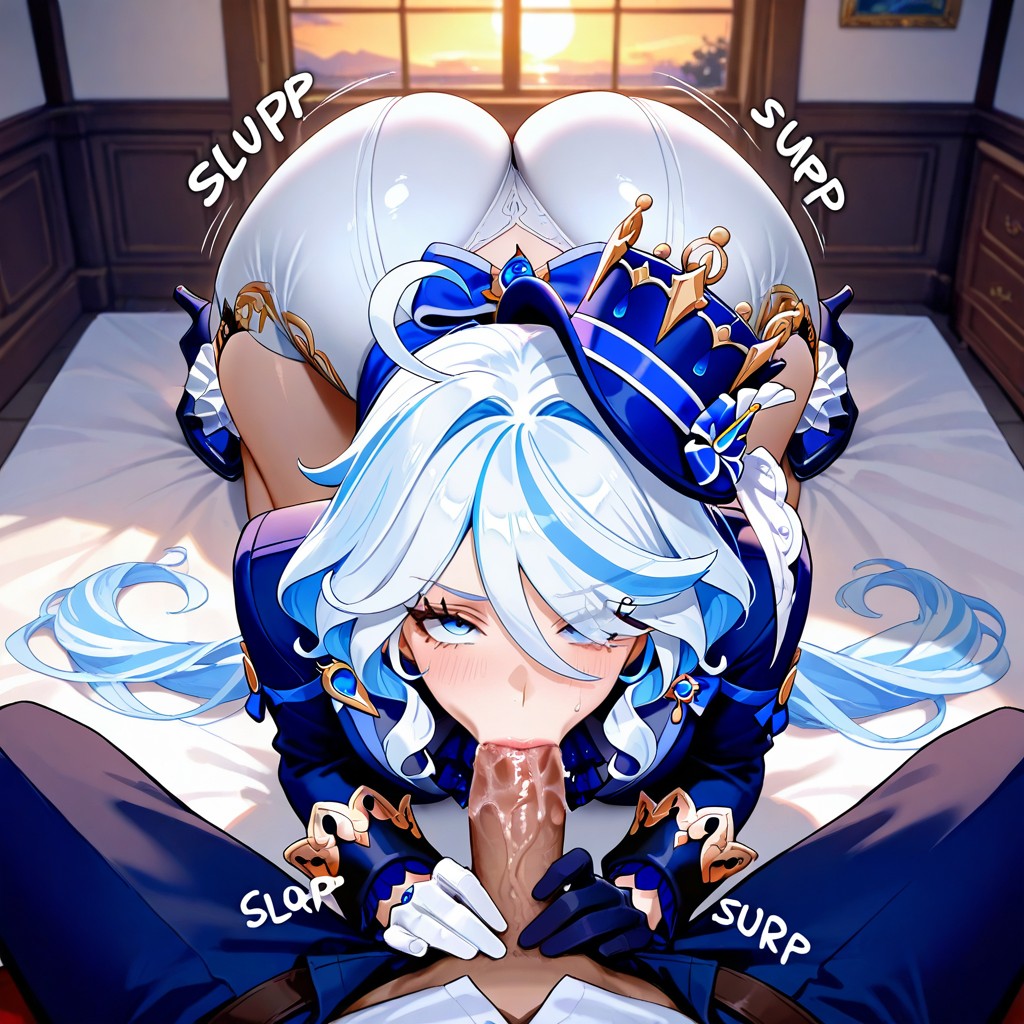 Detailed Jean Room From Genshin Impact, And A Pointed Hat With Crown-like Details, Sitting Down Hentai AI Porn