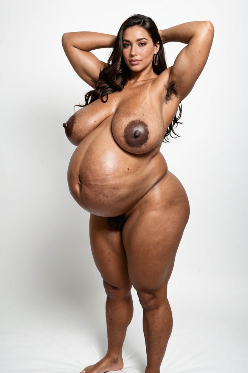 Curvy Thick Female, Black Hype Long Hair, Armpit Hair BBW AI Porn