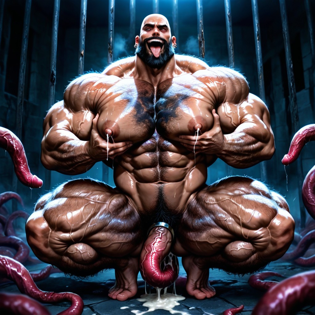 Excessive Hyper Hairy, Black Hair, Correct Anatomy AI Gay Porn