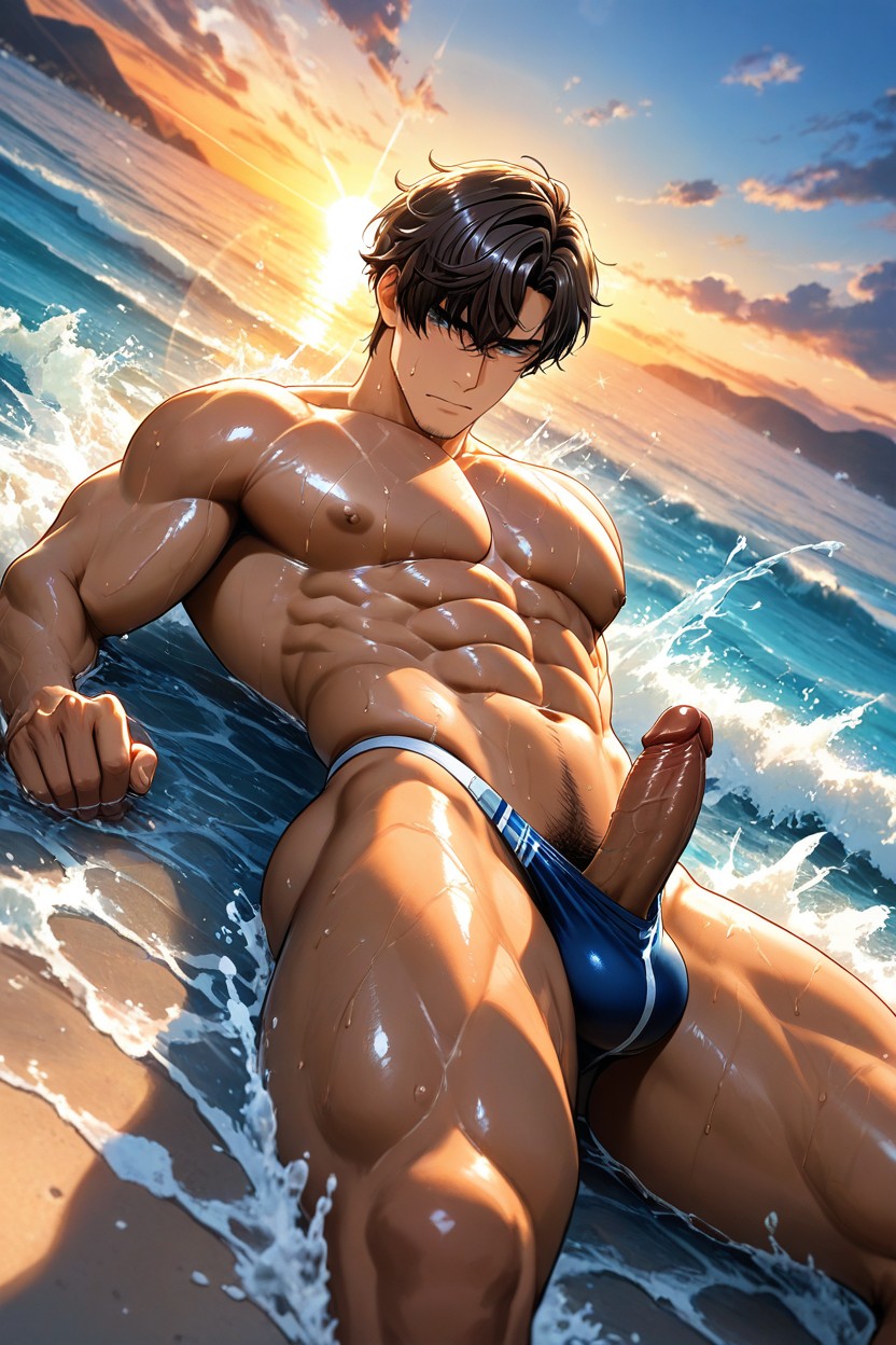 25+, Strong Sun Light, Erection AI Gay Porn