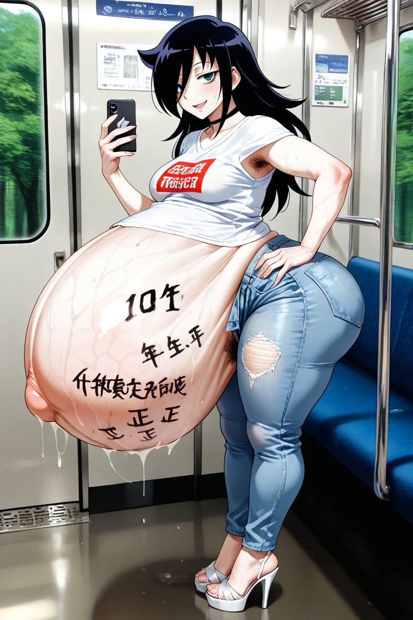 Black Choker, Full Body Image, Mass Hyper Pregnancy Porno IA Hentai