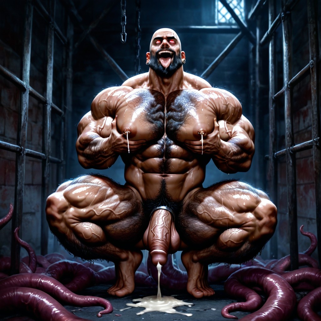 Bright Red Eyes, Showing Back, Brute Warrior AI Gay Porn