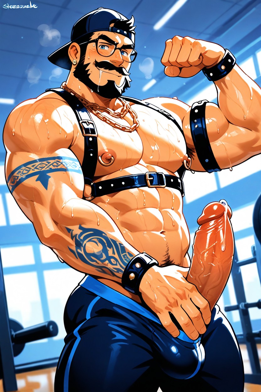Smug Expression, Penis Bulge, A Lot Of Precum AI Gay Porn
