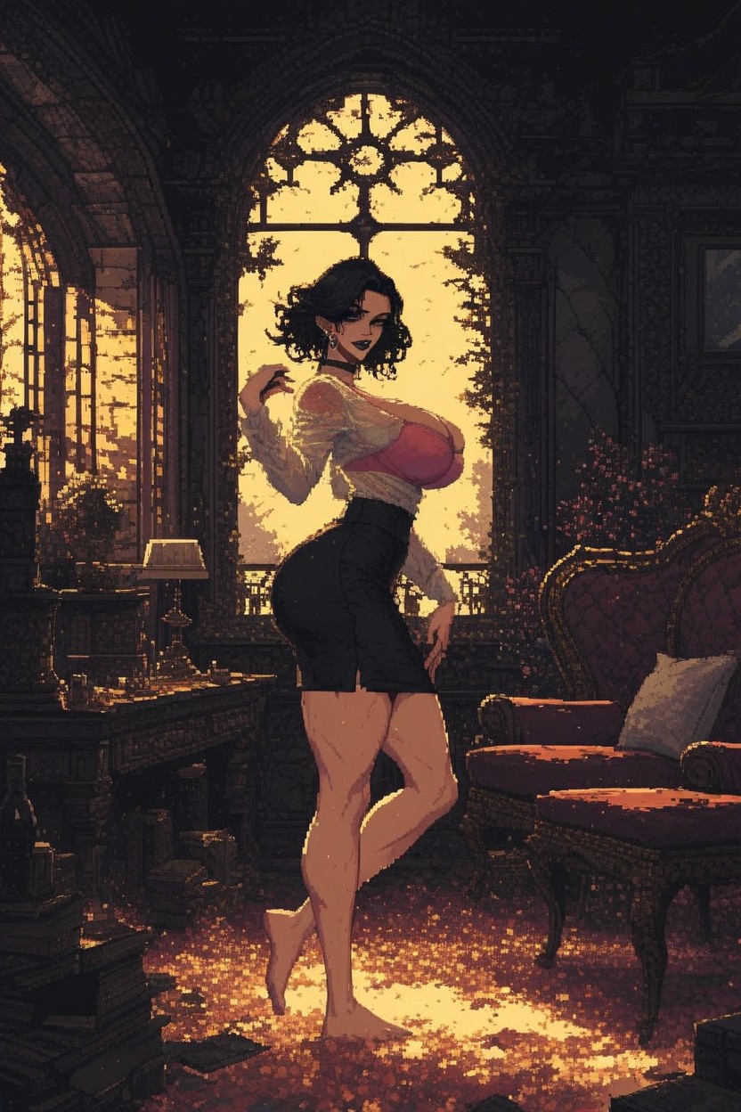 Girl, Seductively, Cleavage Hentai IA