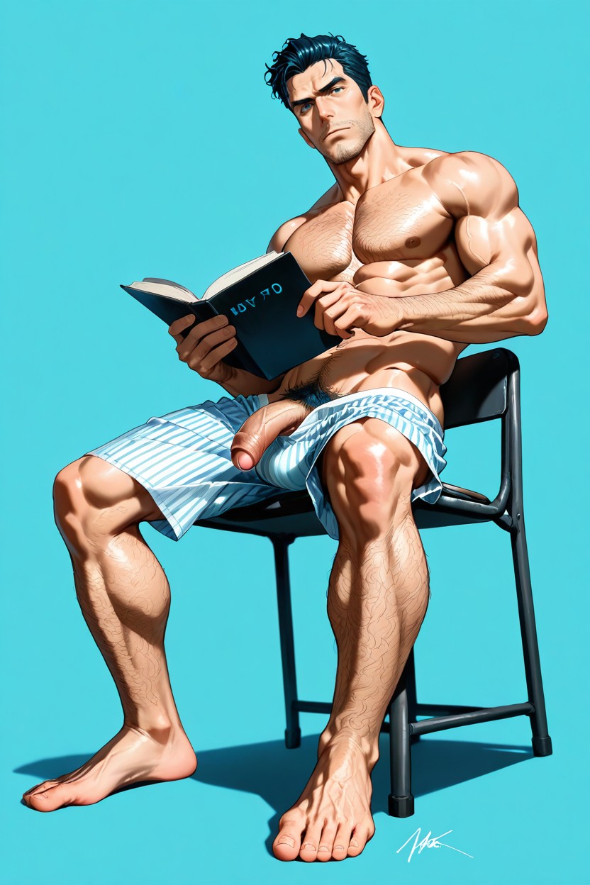 Sitting On A Chair, Veiny Penis, Body AI Gay Porn