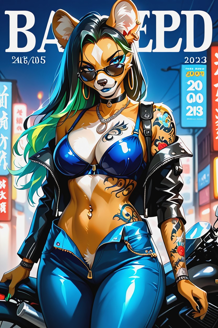 Beautiful Necklace, Blue Eyeshadow, Belly Furry AI Porn