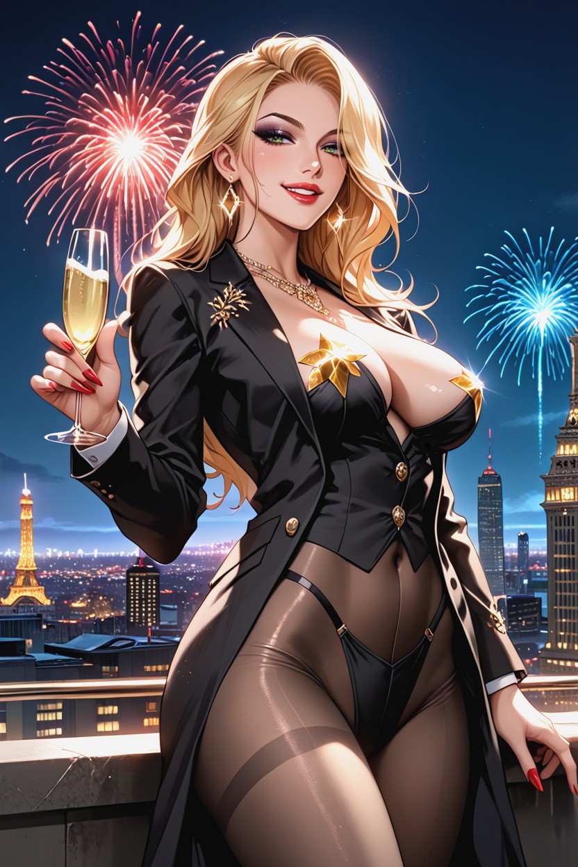 Hair Covering One Eye, Stunning Woman, Elegant Woman Porno IA Hentai