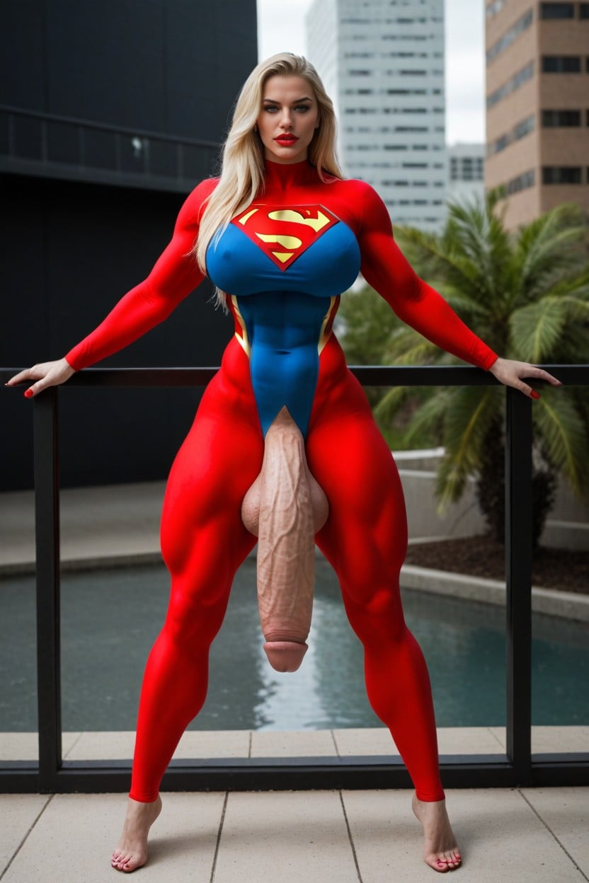 Top Floor Balcony, Gigantic Thick Futanari Penis, Impossibly Gigantic Cock Shemale AI Porn