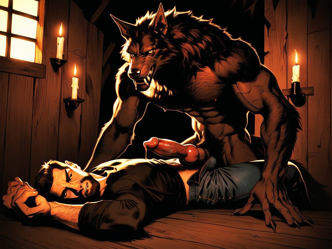 Dangling Hairy Balls, Werewolf Anthro Sheathe, Werewolf Penis Is Realistic Porno gay IA