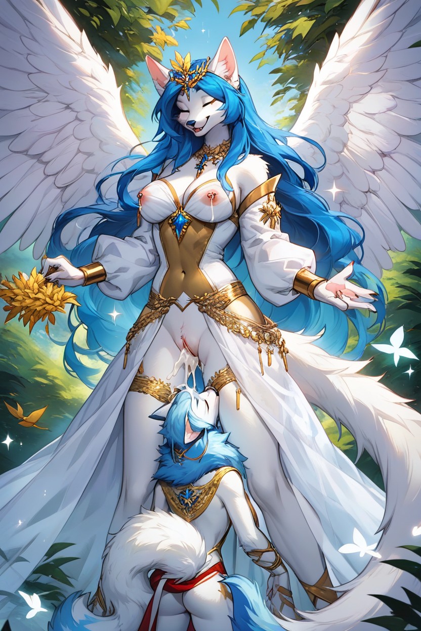 Fluffy Tail, Cum Spilling Out Of Mouth, Shining Furry AI Porn