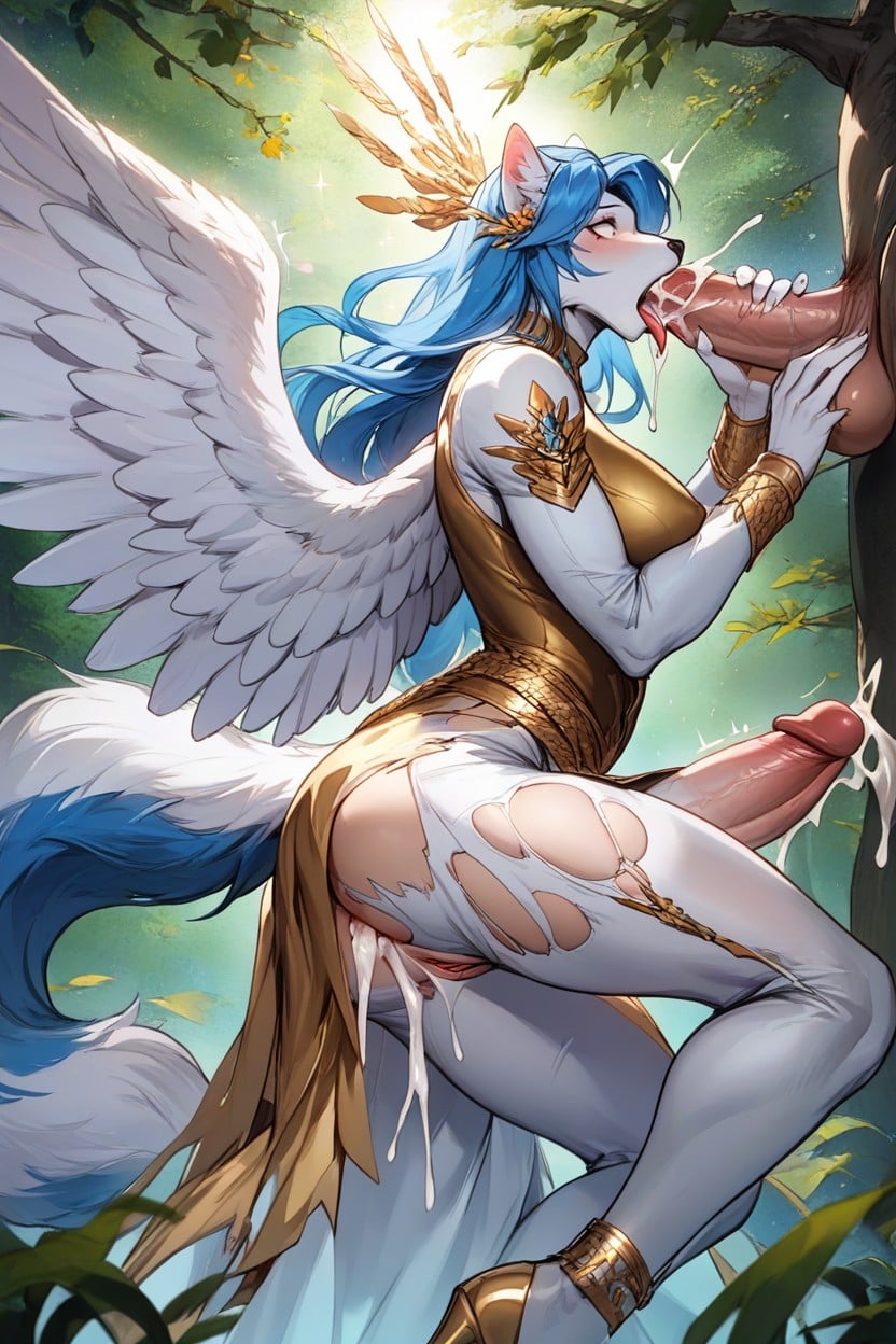 Cum Spilling Out Of Mouth, Gigantic Penis In Ass, Moaning Furry AI Porn