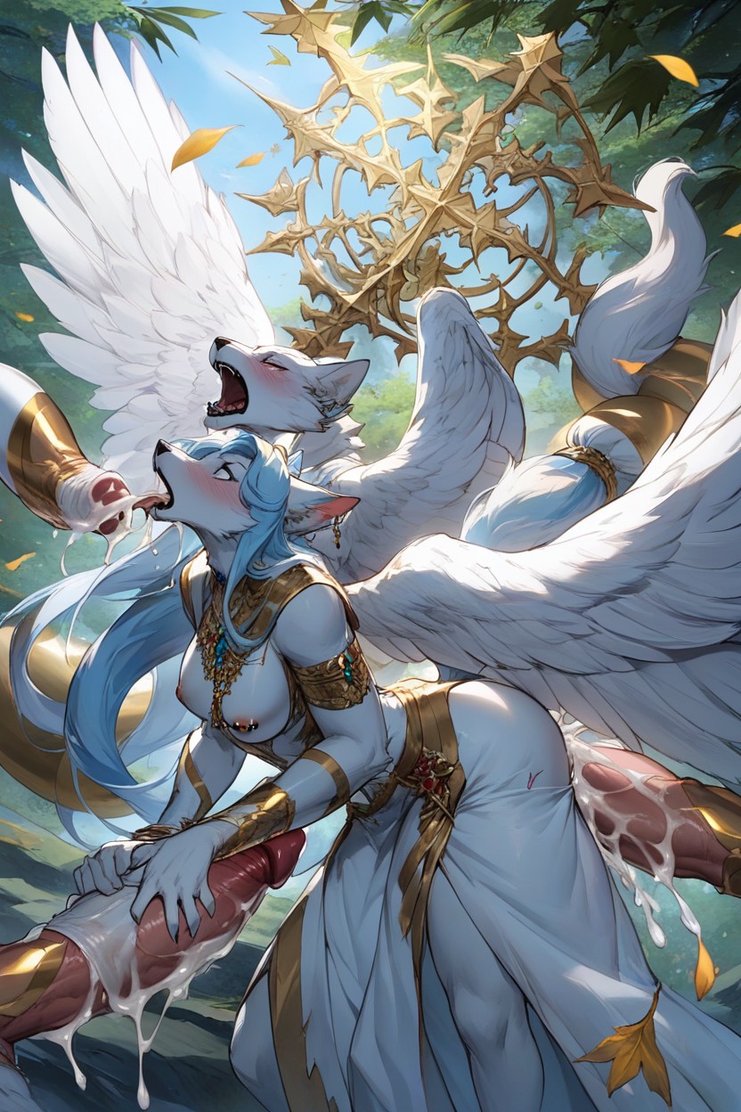 Rough Blowjob, Spitroast, Clear White Gold Gigantic Tentacles Furry AI Porn