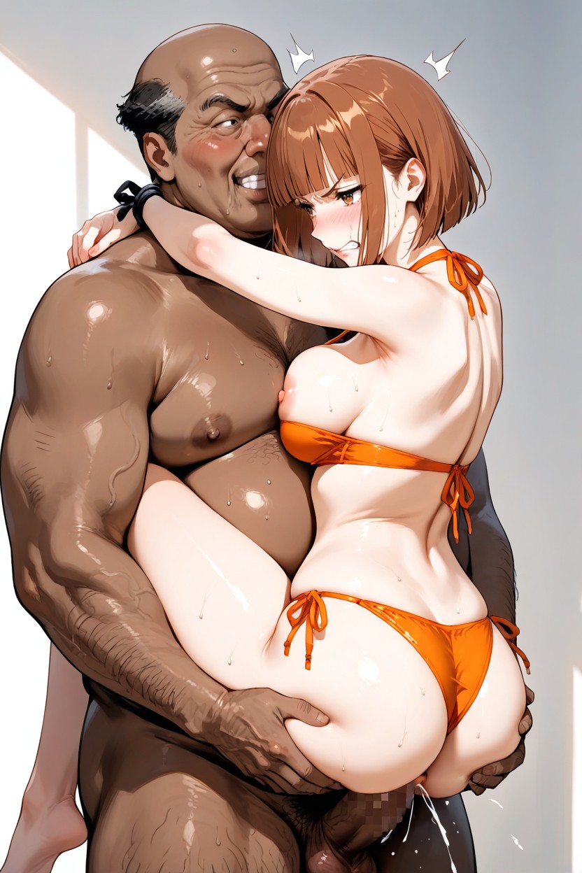 Orange Bikini Bottom, Medium Breasts, Natural Body Features Porno IA Hentai