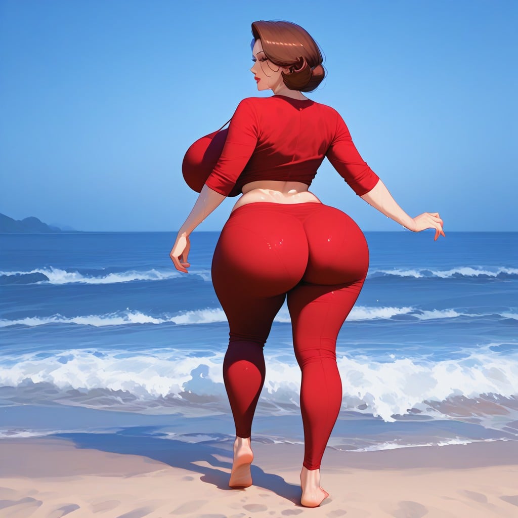 Red Bikini Clothes, Stunning Image, Highly Detailed MILF AI Porn
