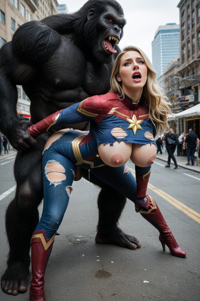 Head Held Up By Beast, The Beast Grabs The Woman, One Adult Gen Z Female AI Porn