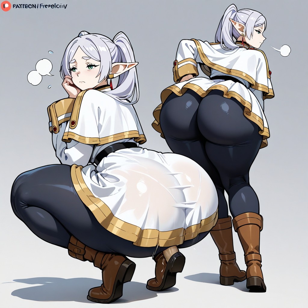 Silver Hair, Bottom_up, White Skirt AI Porn