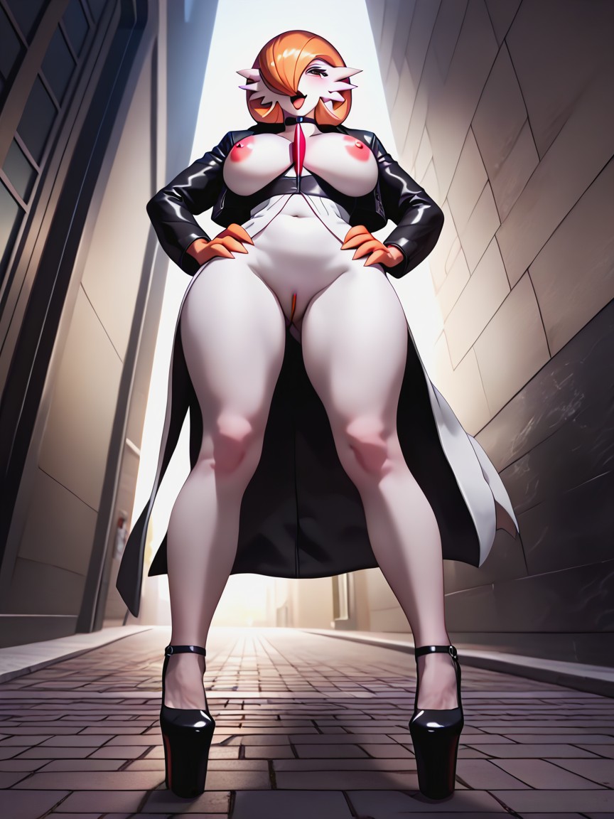 Femenino, Black Choker, Wearing White Sleeves Hentai IA