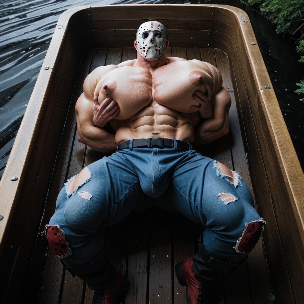 Jason Voorhees Ski Mask, Extremely Large Ass, Muscular AI Gay Porn