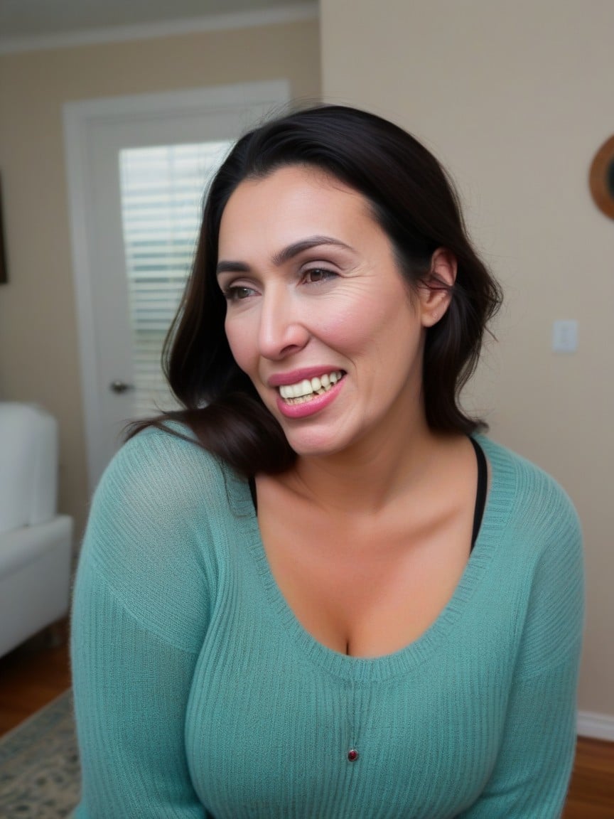 Wide Gap Between Front Teeth, Tilted Eyes, Fully Clothed AI Porn