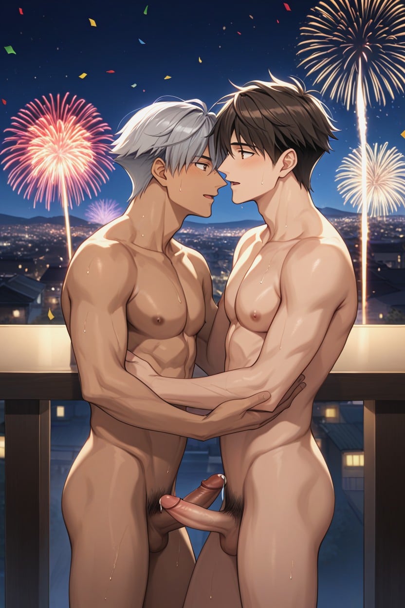 2 People, +, Penises Rubbing AI Gay Porn