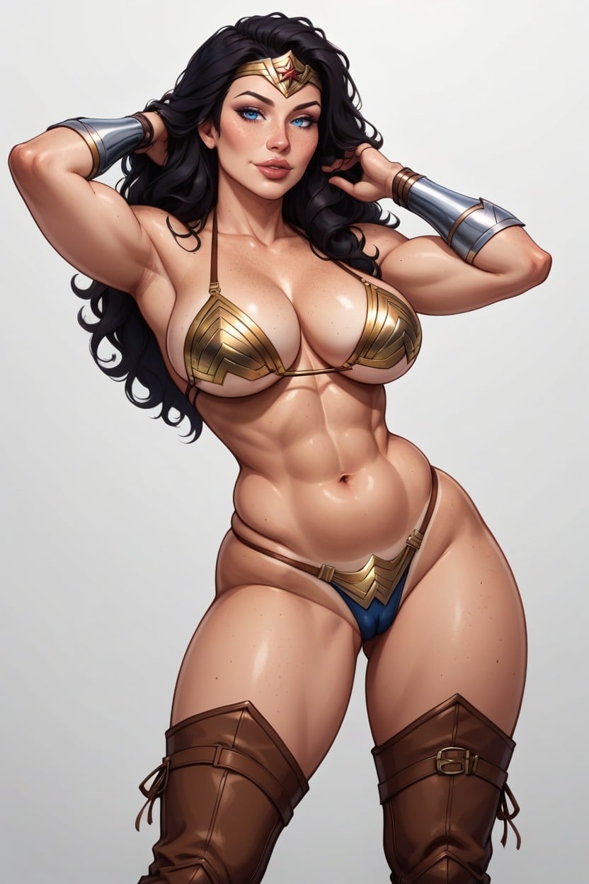 Long Eyelashes, Plump Lips, Pretty Makeup Gorgeus Voluptuos Woman AI Porn