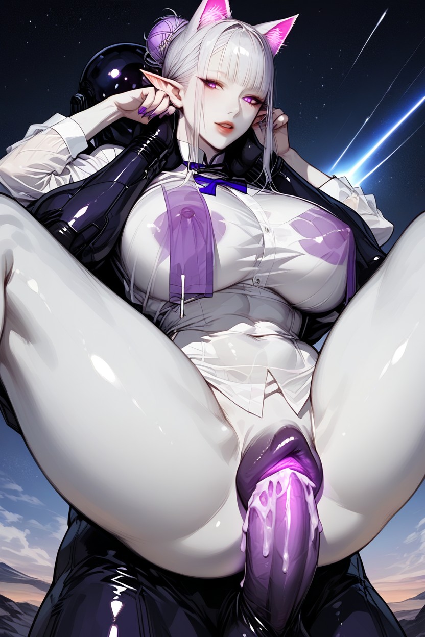 Transparent Penis Purple Toy See Through, White Body, White Skin Furry AI Porn