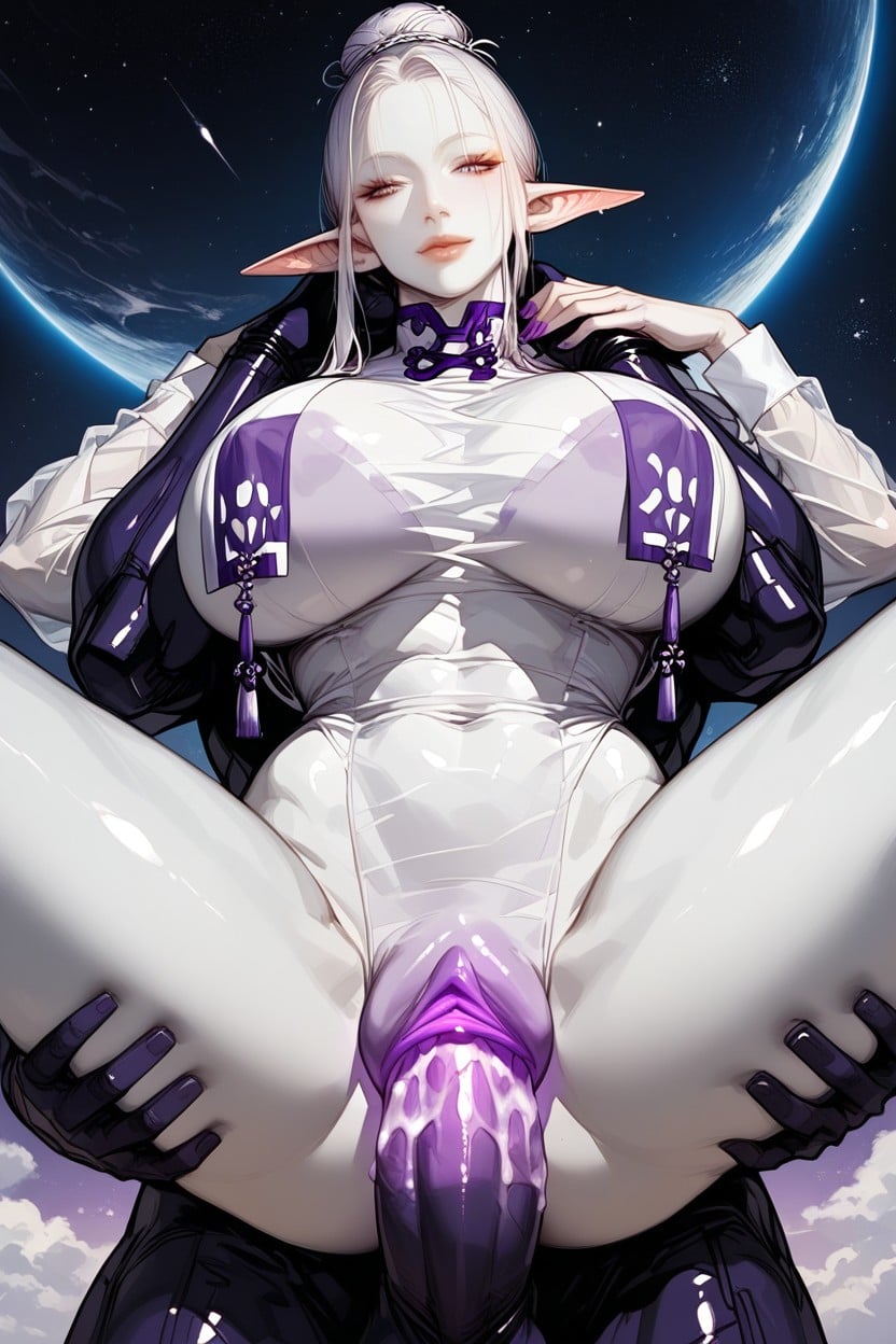Dog Ear, Spreading Legs, Female Elf Facial Features Furry AI Porn