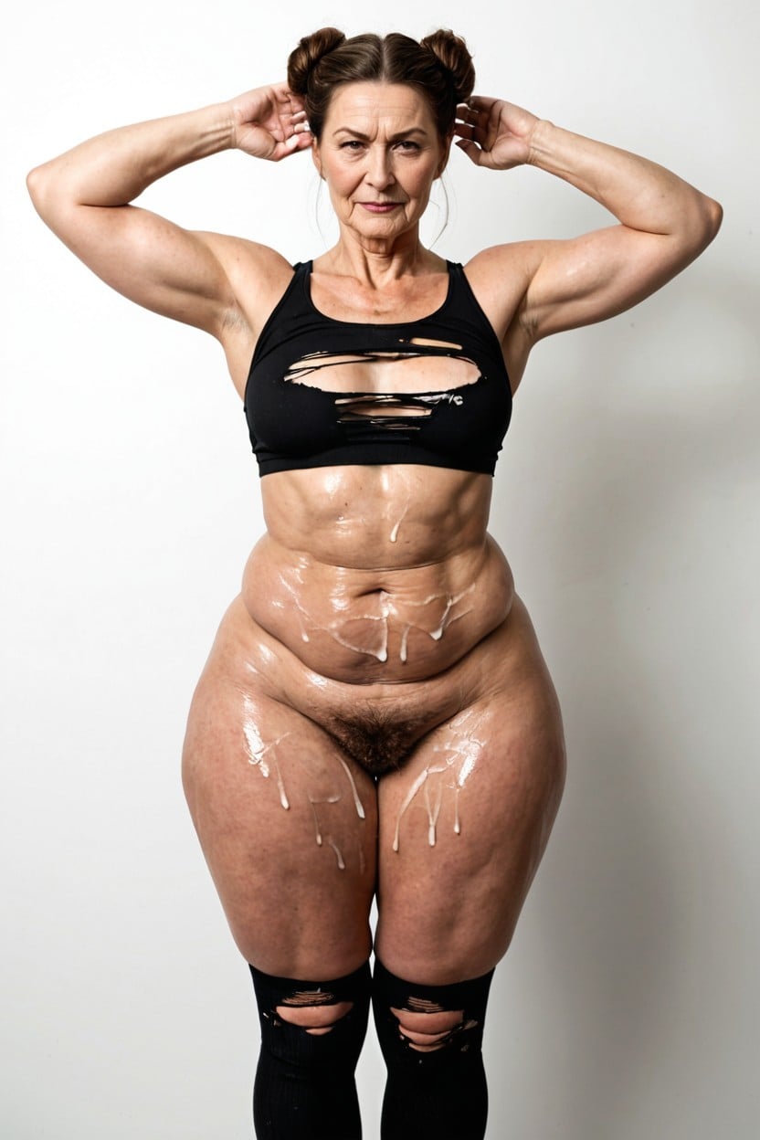 Full Body Shot, Crop-top Ripped, Massive Hyper Thighs Porno IA