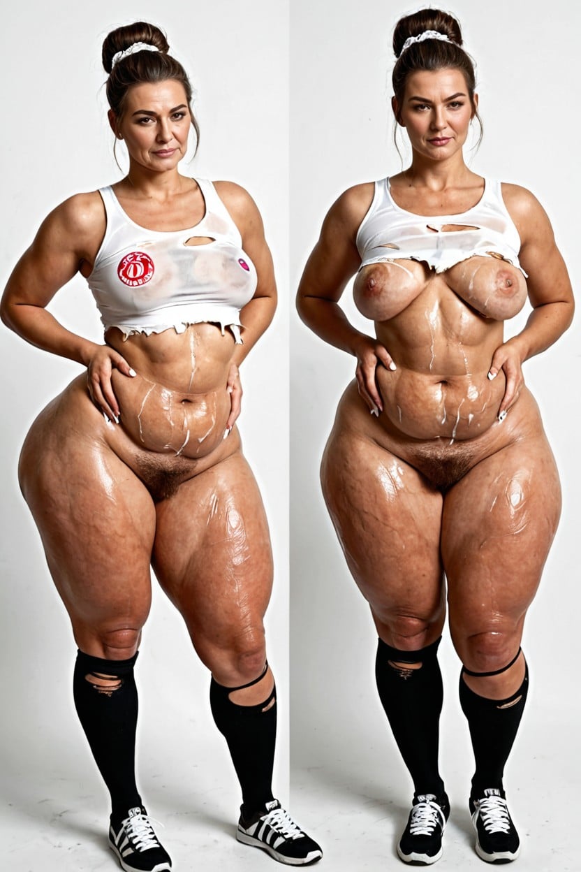 Cellulite Thighs, Massive Hyper Thighs, Múltiples Vistas Porno IA