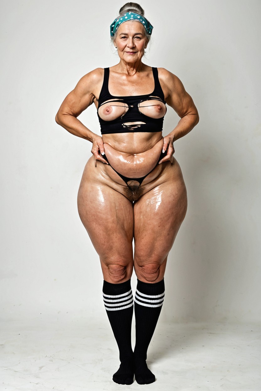 Vello Púbico, Cellulite Everywhere, Chubby Bulging Hips Porno IA