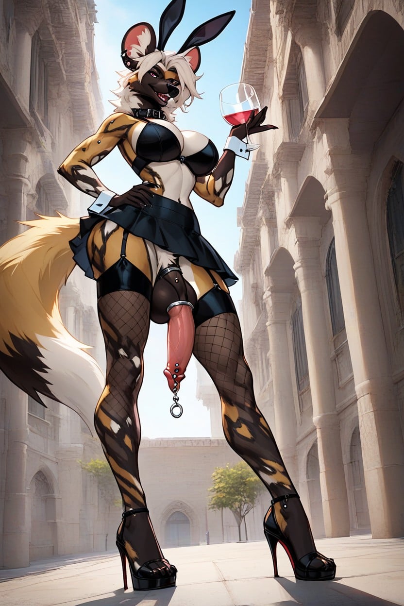 Pink Eyes, Waist, Huge Balls Furry AI Porn