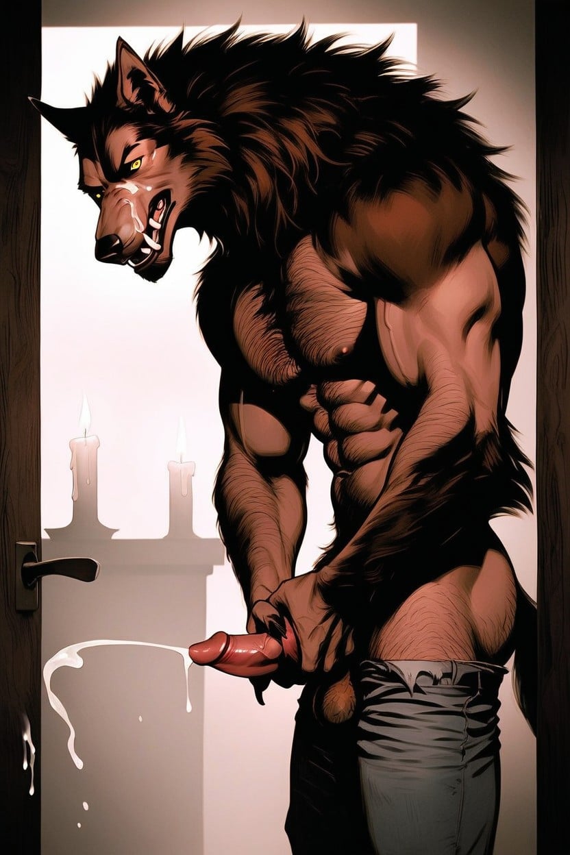 Knotted Werewolf Cock, Pequeño, Intense Expressions Porno gay IA