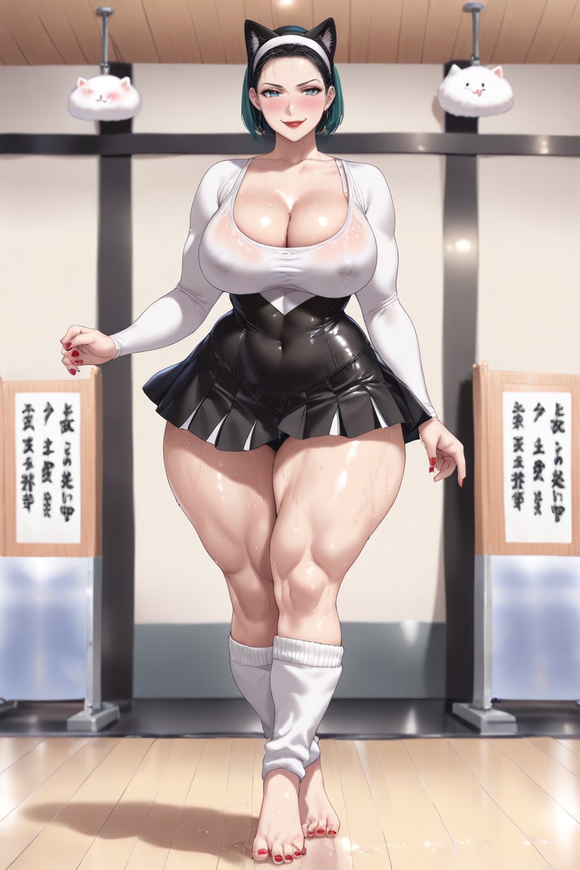 Sweaty, Thighs Exposed, Extremely Sweaty Face AI Porn