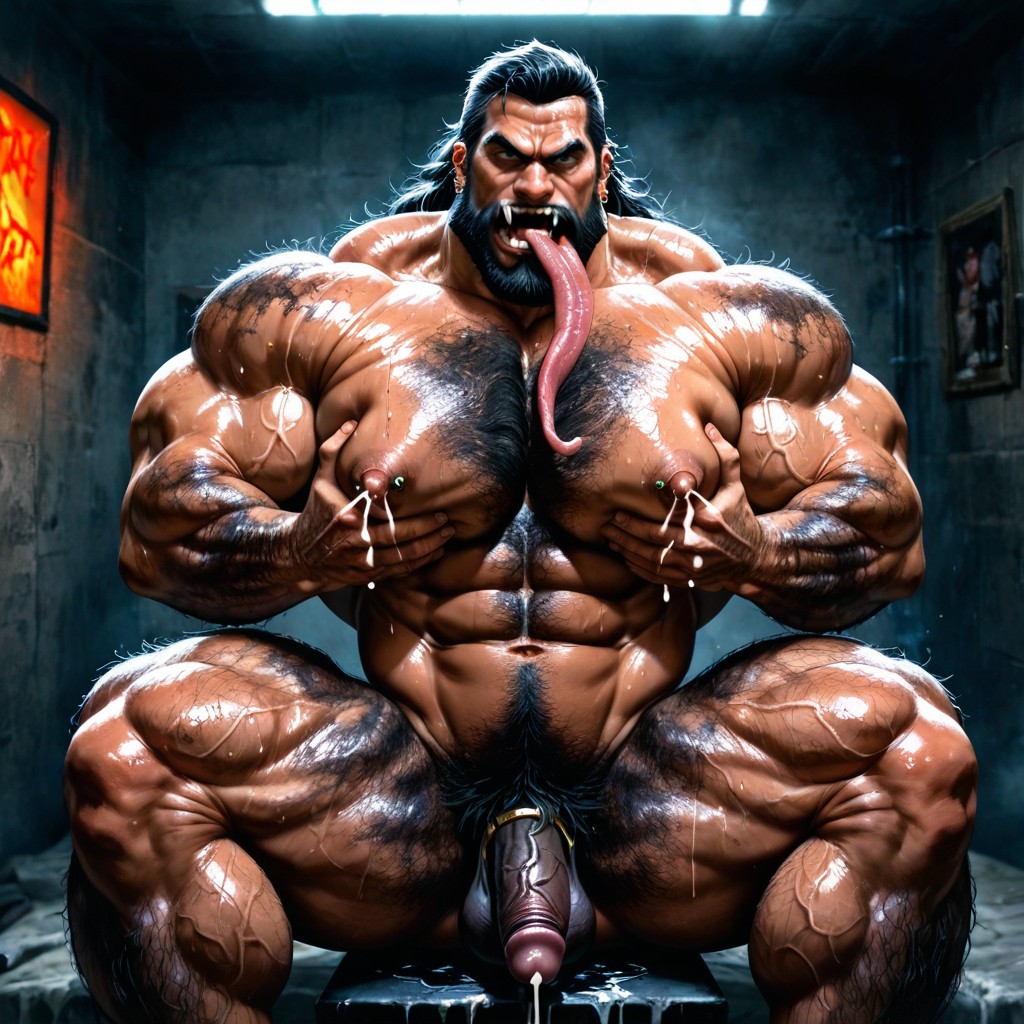 Hyper Hairy Body, Realistic Style, Exposed Muscle Thighs AI Gay Porn