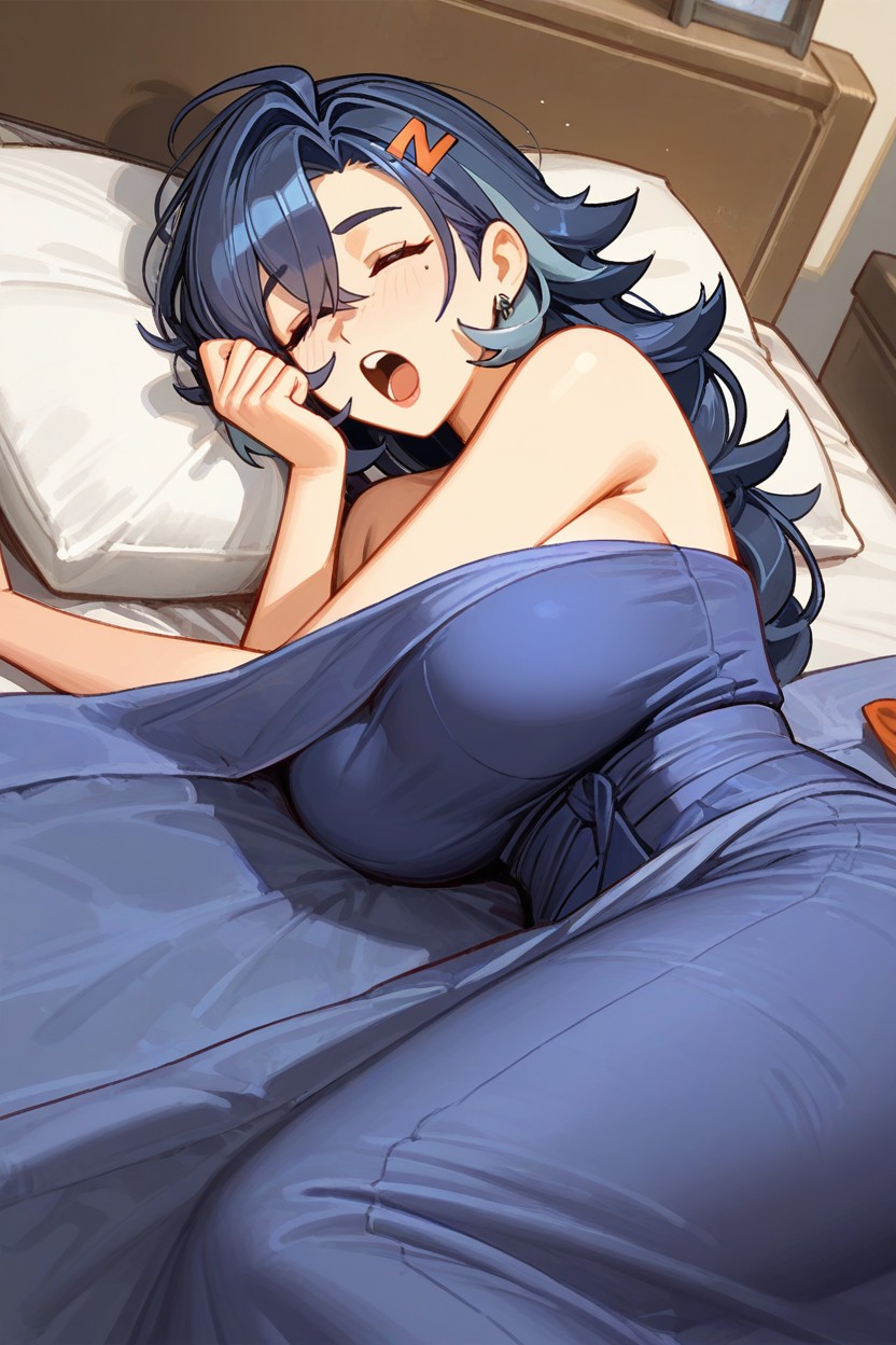 Nude, Blue Hair, Tall AI黃漫