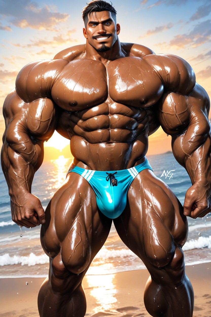 Big Round Bulging Biceps, Wet Body, Hyper Massive Pecs AI Gay Porn