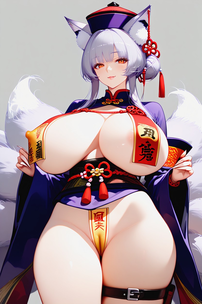 Red Cuffs, Fox Tail, Fox Ears Hentai IA