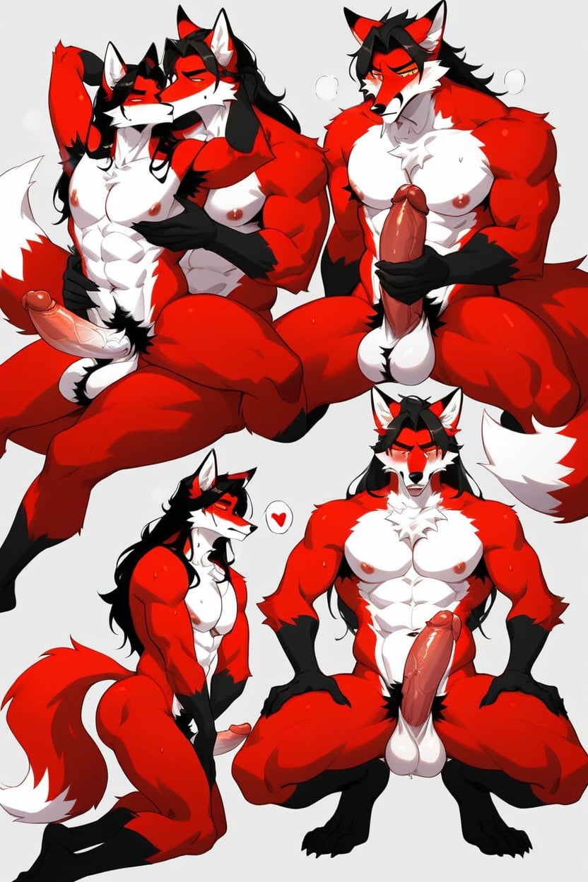 Red Fox, Gay, Golden Eyes Furry AI Porn