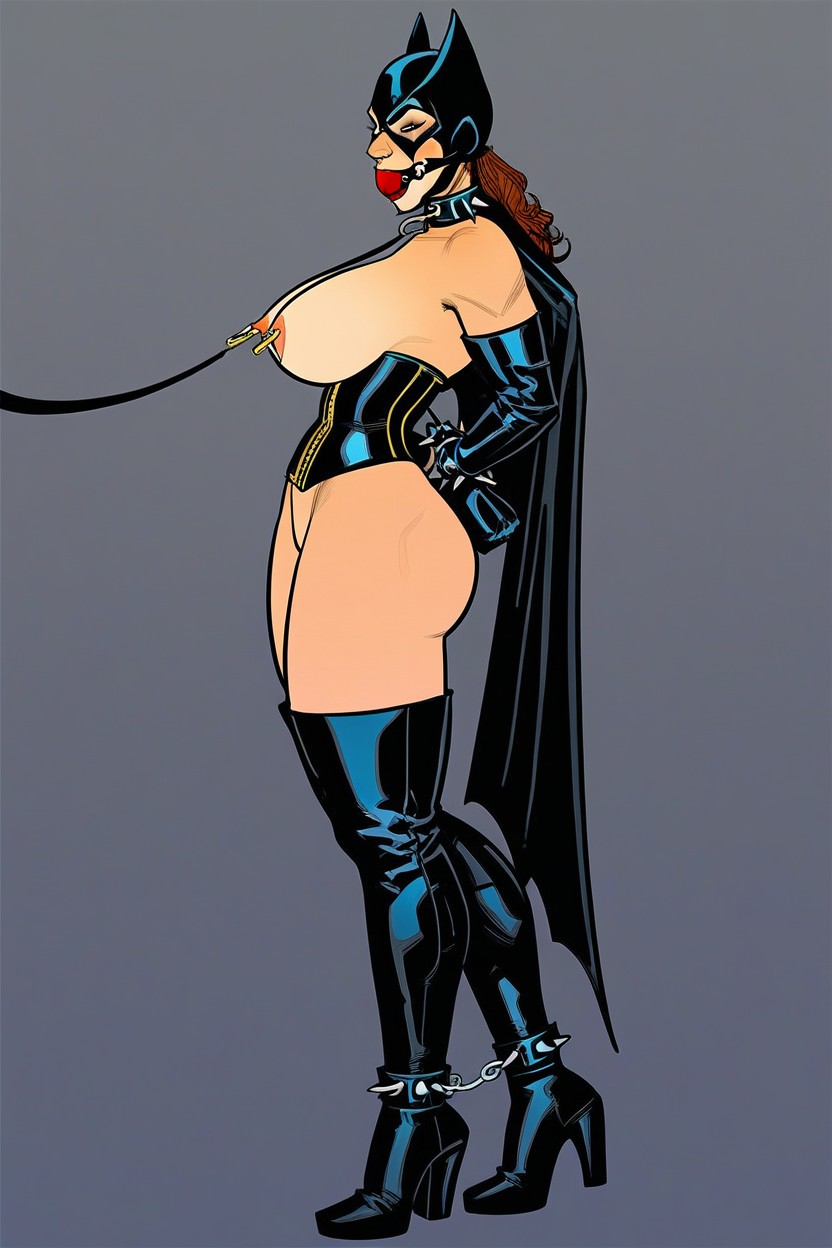 Side View, Leather Wrist Cuffs, Massive Ass AI Porn