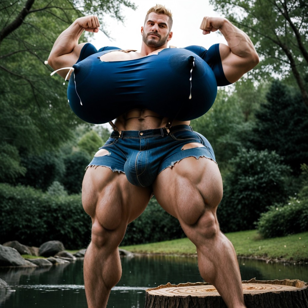Extremely Large Ass, Hyper Bulky, Blonde AI Gay Porn