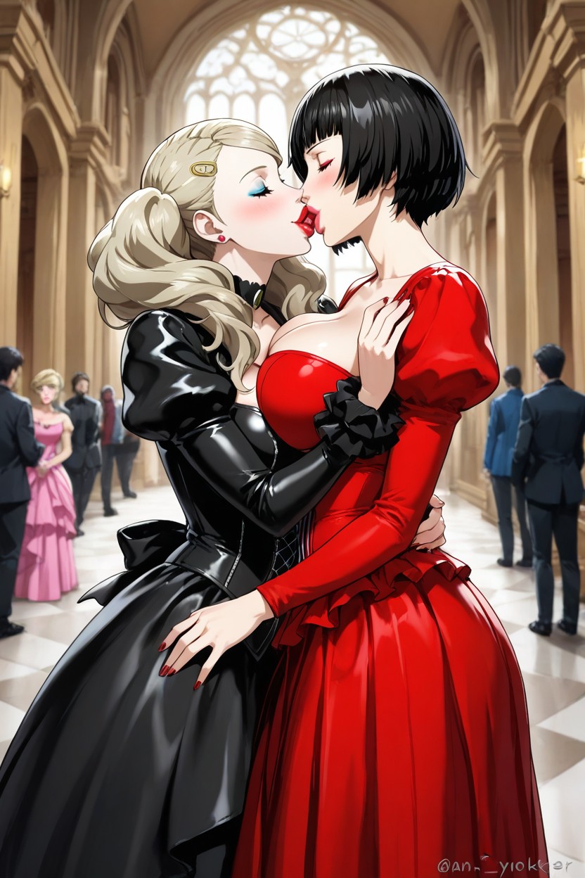 Ann From Persona Wearing Beautiful Princess Dress, Palace, Fully Clothed AI Porn