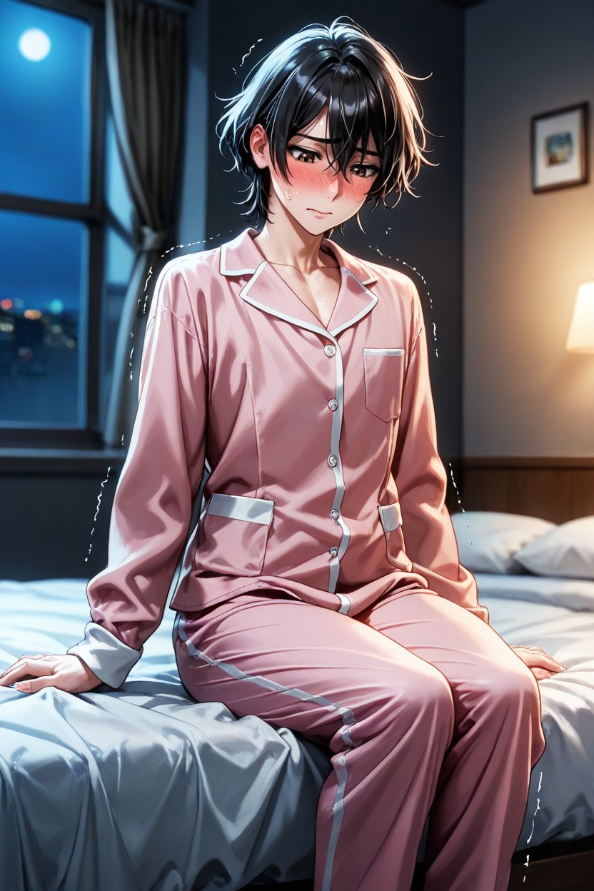 Night, Embarrassment, Big Bed AI Gay Porn